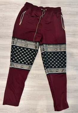 Men’s Switch Remarkable Maroon Gold Diamond Pattern Jogger Sweatpants